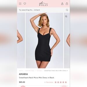 Oh Polly Amaria Sweetheart Neck Micro Mini Dress in Black